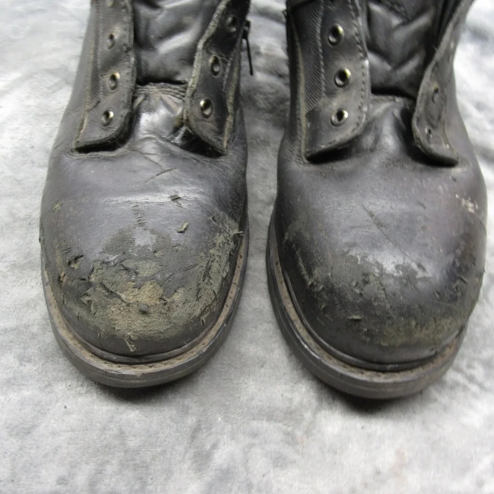 Thorogood Work Boots Mens‎ 13 W Black Leather Trooper Safety Toe EH PR Zip READ